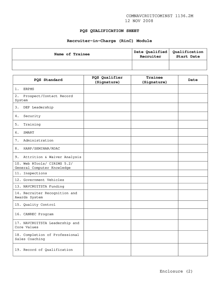  Navy Recruiting Rinc Pqs Form 2008-2024