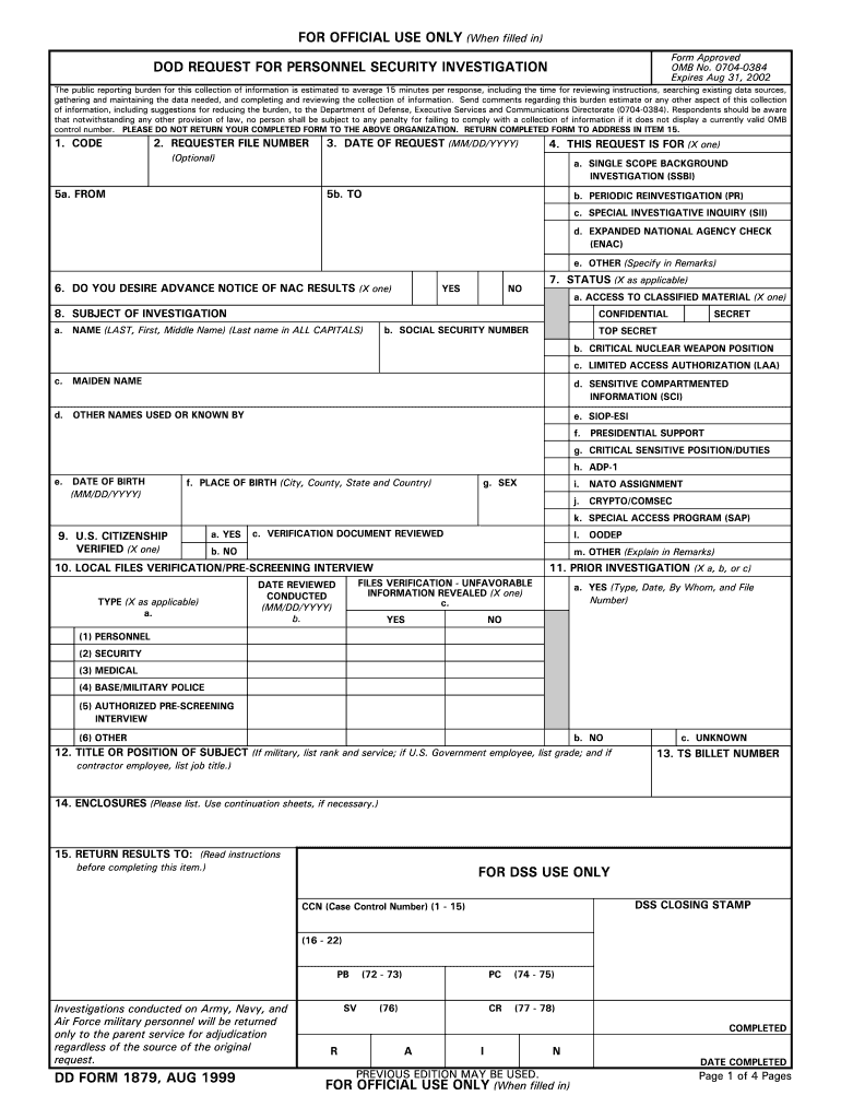  Form 1879 1999-2024