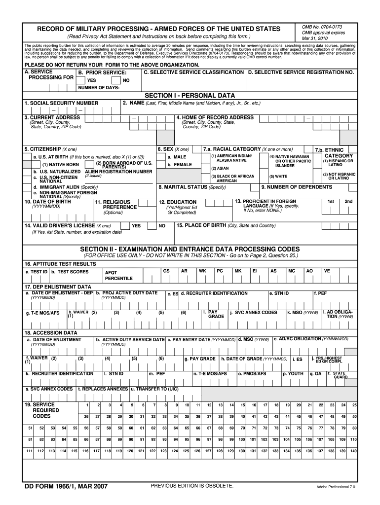  Getting Copy of Dd1966 Army Form 2014