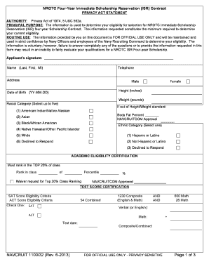 NAVCRUIT 110032 Rev 6 Navy Recruiting Command Cnrc Navy  Form