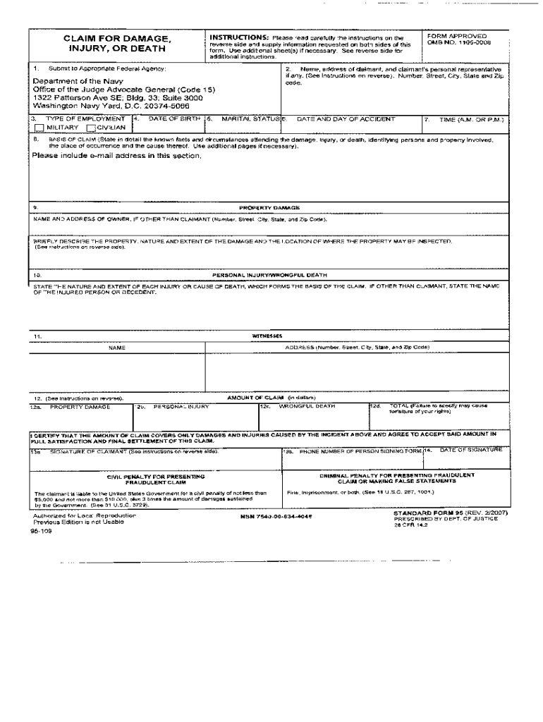 Get and Sign Camp Lejeune Claims Packet Form