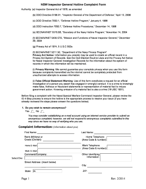 Navy Ig Complaint Examples  Form