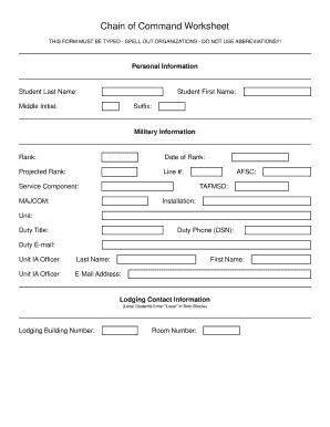 Chain of Command Fillable Chart  Form