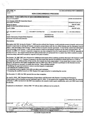 Lee Miller Non Concurrence NRC Form 757, V C Summer 502 Inspection Report
