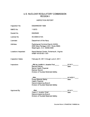 IR 03029462 11 008, on 022211 060211, Department of the Pbadupws Nrc  Form