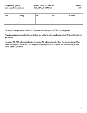 NE CPA 76 Conservation Plan Narrative for CNMP Land Treatment NE CPA 76  Form