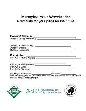 Managing Your Woodlands Natl ATFS FS NRCS Joint Mgt Plan Template 21Feb11 DOC Nrcs Usda  Form