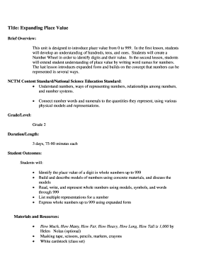 Title Expanding Place Value  Form