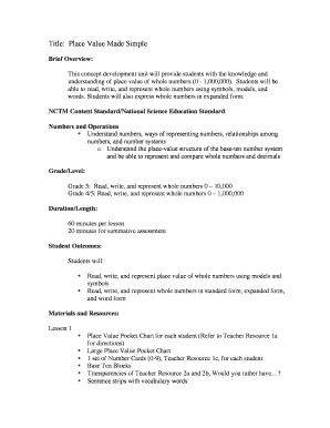 Place Value Made Simple DOC  Form