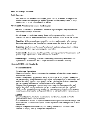 Title Counting Crocodiles Brief Overview This Math Unit is a Nsa  Form