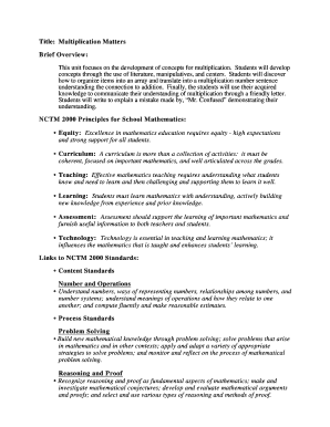 Title Multiplication Matters Brief Overview This Unit Focuses on the  Form