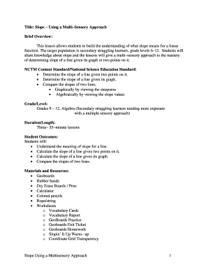 Slope Using a Multisensory Approach Slope Application Form