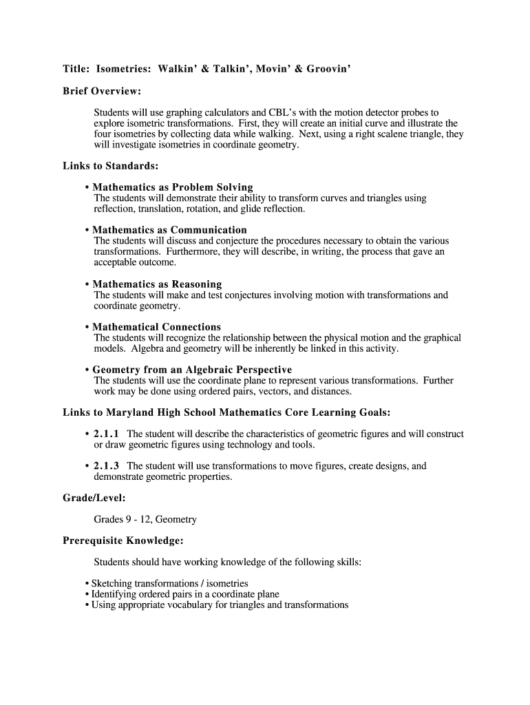 Title Isometries Walkin&#039; &amp; Talkin&#039;, Movin&#039; &amp; Groovin&#039; Brief Overview  Form