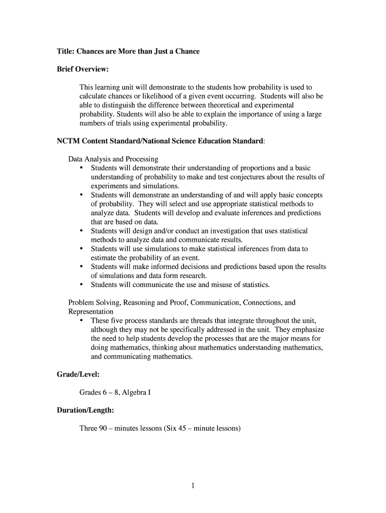 1 Title Chances Are More Than Just a Chance Brief Overview This Nsa  Form