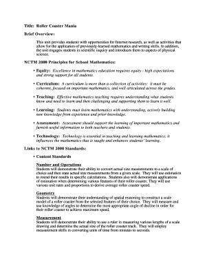 Title Roller Coaster Mania Brief Overview This Unit Provides  Form