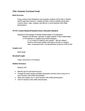 Title Fantastic Fractional Foods  Form