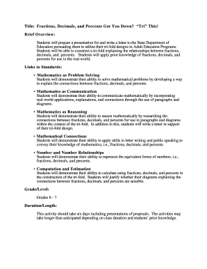 Fractions, Decimals, and Percents Got You Down? Tri This! Middle School PreAlgebra Nsa  Form