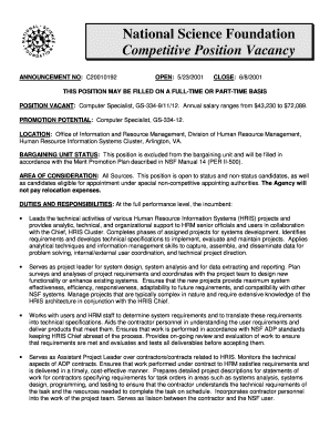 Computer Specialist, GS 334 91112, IRM NSF  Form