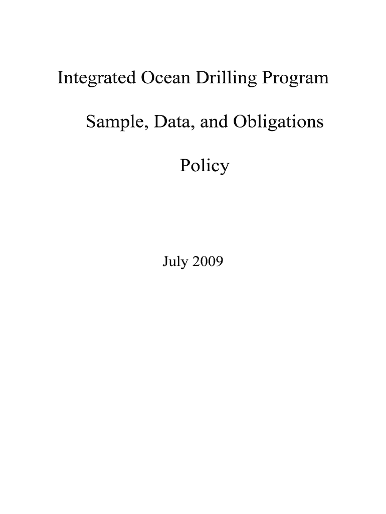 Integrated Ocean Drilling Program Sample, Data, and NSF  Form