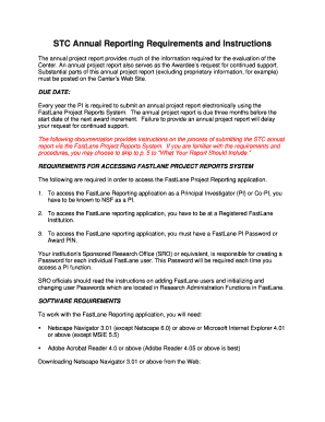 STC Annual Final Reporting Requirements and Instructions NSF Nsf  Form