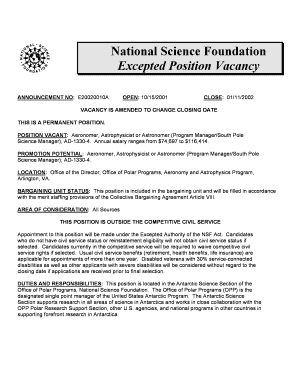 Aeronomer, Astrophysicist or Astronomer Program ManagerSouth Pole Science Manager, AD 1330 4, OPP Closes Nsf  Form