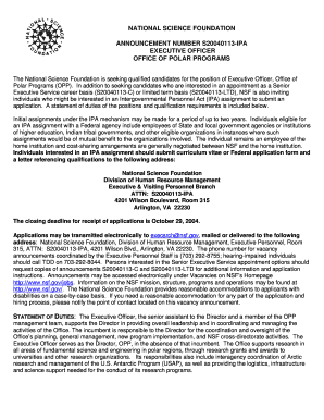 Executive Officer, Office of Polar Program OPP NSF Nsf  Form