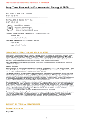 Long Term Research in Environmental Biology LTREB Nsf12501  Form