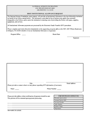 HOST INSTITUTIONAL ALLOWANCE REQUEST  Form