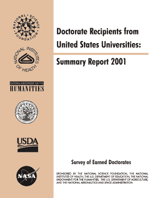 Doctorate Recipients from United States Universities Summary Report Survey of Earned Doctorates SPONSORED by the NATIONAL SCIENC  Form