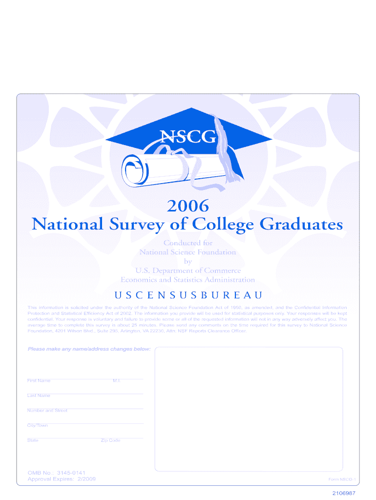 National Survey of College Graduates National Science Foundation Nsf  Form