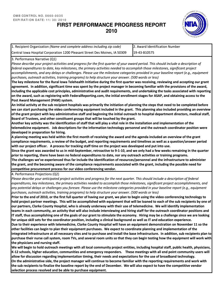 Central Iowa Hospital Corporation 1200 Pleasant Street Des Moines, IA 50309 Www2 Ntia DOC  Form