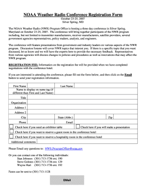 NOAA Weather Radio Conference Registration Form Nws Noaa