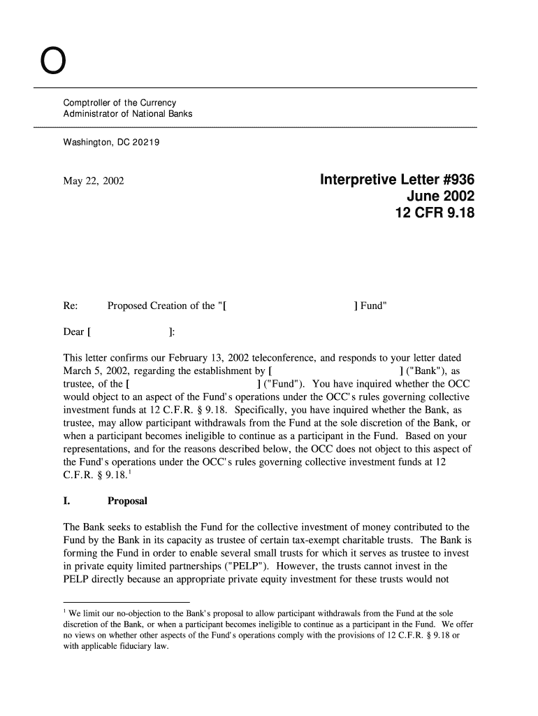 Interpretive Letter #936  Form