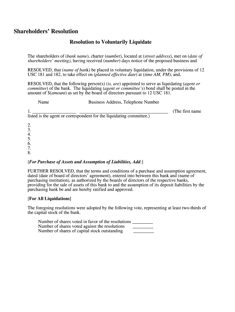 Shareholders Resolution Occ  Form