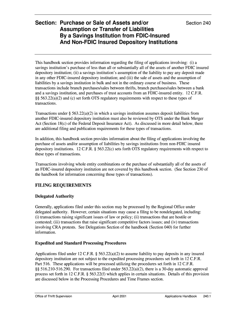 Section Purchase or Sale of Assets Andor  Form