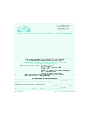 CENSUS BUREAU for OFFICE of JUVENILE JUSTICE and DELINQUENCY PREVENTION U Ojjdp  Form