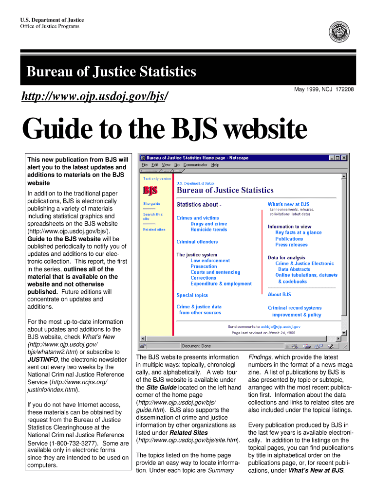 Guide to the BJS Website Bureau of Justice Statistics Department Bjs Ojp Usdoj  Form
