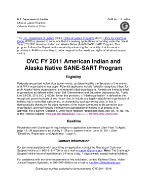 OVC FY American Indian and Alaska Native SANE SART Ojp Usdoj  Form