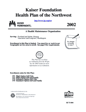 Kaiser Foundation Health Plan of the Northwest Httpwww Opm  Form