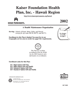 Kaiser Foundation Health Plan, Inc Office of Personnel Management Opm  Form