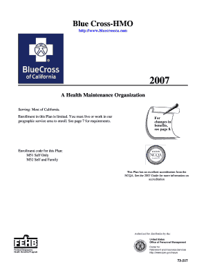 Blue Cross HMO Office of Personnel Management Opm  Form