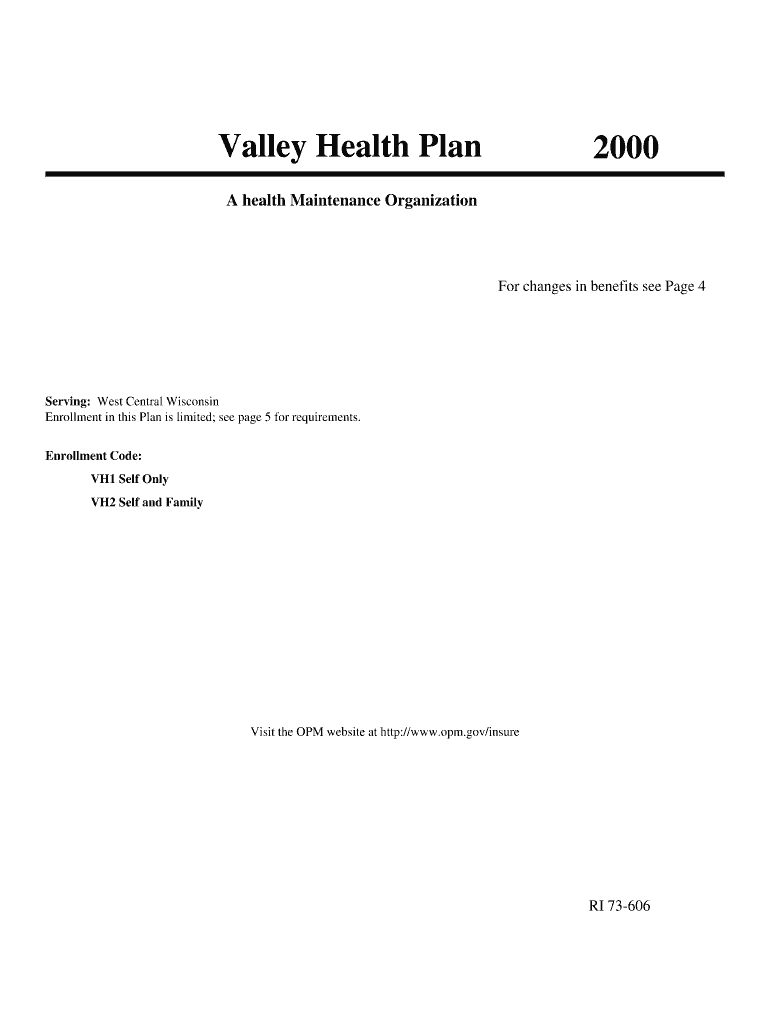 Valley Health Plan Office of Personnel Management Opm  Form