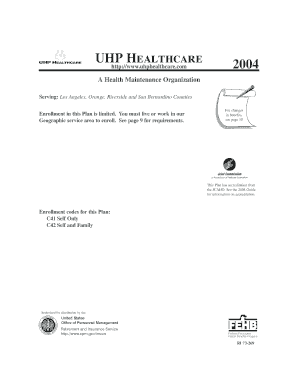 UHP Healthcare Office of Personnel Management Opm  Form