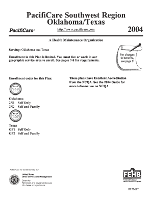 PacifiCare Southwest Region OklahomaTexas Opm Form