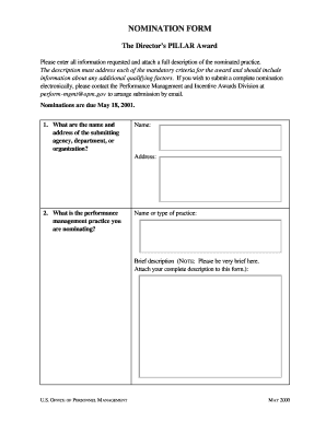 The Directors PILLAR Award  Form