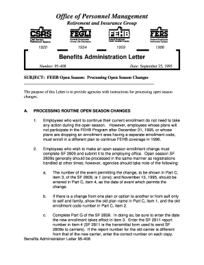 Office of Personnel Management Retirement and Insurance Group 1920 1954 1959 1986 Benefits Administration Letter Number 95 408 D  Form