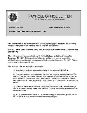 PAYROLL OFFICE LETTER Office of Personnel Management Opm  Form