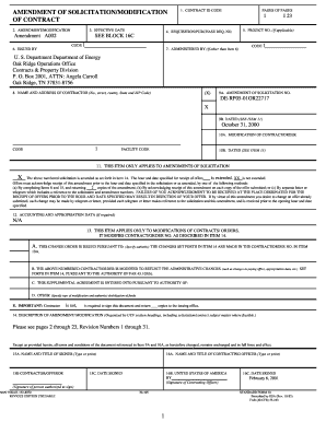 1 AMENDMENT of SOLICITATION DOE Oak Ridge Operations Oro Doe  Form