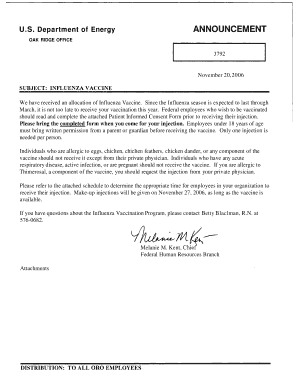 US Department of Energy ANNOUNCEMENT DOE Oak Ridge Oro Doe  Form