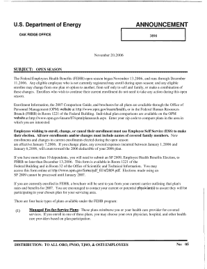 ANNOUNCEMENT DOE Oak Ridge Operations U S Department Oro Doe  Form